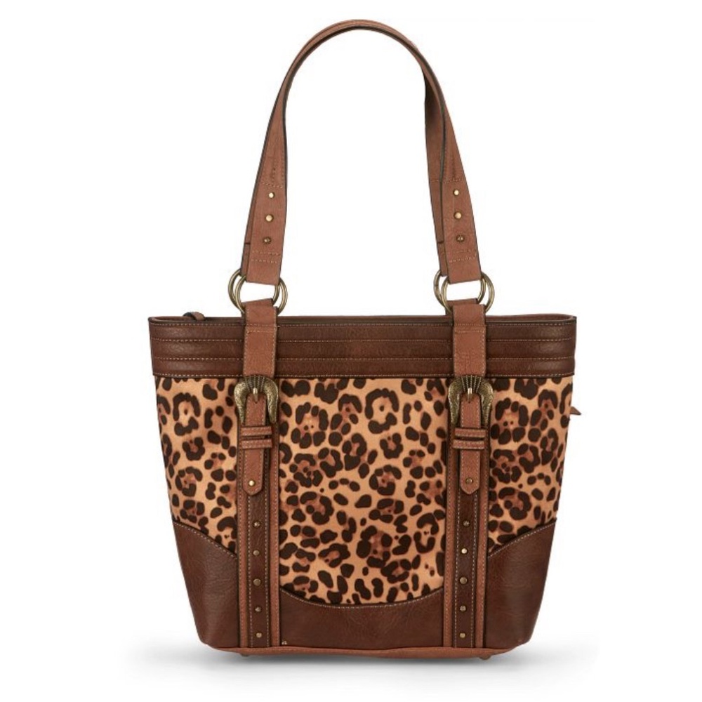 Justin Boots Brown Leopard Print Tote